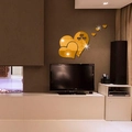 3D heart shaped golden acrylic mirror wall stickers for modern living room decor - Gold