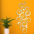 Pegatinas de espejo acrílico 3D con patrones circulares creativos DIY para decoración hogar - Plateado