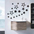 Pegatinas de pared de espejo de estrella de acrílico para decoración de interiores de casa - Negro