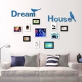 Pegatinas de pared espejo 3D acrílico Dream House con 10 marcos para decoración de salón - Azul