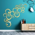 Pegatinas de espejo acrílico dorado con círculos geométricos para pared moderna - Dorado