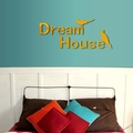Pegatina de pared 3D de espejo acrílico dorado con texto Dream House y siluetas de aves - Dorado
