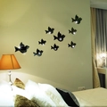 Schwarze Acryl 3D fliegende Vögel Spiegel Wandtattoo für Wohnzimmer Deko 11er Set - Schwarz