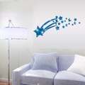 Pegatinas de pared de espejo de cometas y estrellas azules en acrílico para el salón - Azul
