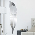 Pegatinas de pared de espejo acrílico con forma de pluma 3D para decoración moderna - Hacia la Izquierda (XN011S) / Pequeño / Plateado