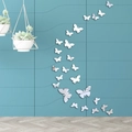 Pegatinas de pared de mariposa 3D de acrílico con efecto espejo plateado decorativas - Plateado