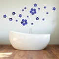 Pegatinas de pared de flores 3D de acrílico espejo azul marino para salón y baño - Azul
