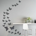 Pegatinas de pared de espejo 3D de mariposa para decoración de sala set de 25pcs - Negro