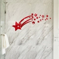 3D red acrylic mirror wall stickers featuring meteor star design for home decoration - Red