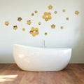 Pegatinas de pared flores espejo acrílico 3D dorado para decoración de sala moderna - Dorado
