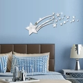 Pegatinas de pared espejo cometa 3D con acabado metálico plateado para decoración - Plateado