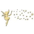 Detalle de vinilo de pared hada espejo acrílico dorado con estrellas brillantes - Dorado (xn028)
