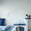 Adesivo murale specchio 3D acrilico con fata e stelle per decorazione della camera - Argento