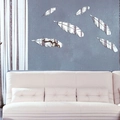 Stickers muraux plumes en acrylique miroir argenté pour décoration salon lot de 5 - Argenté