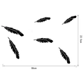 Lot de 6 stickers muraux plumes noires en acrylique, dimensions 86x22,5cm décor - Noir