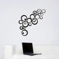 Pegatinas de pared de espejo acrílico negro DIY con círculos para decoración moderna - Negro