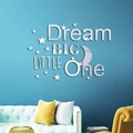 Pegatinas de pared espejo acrílico plata Dream BIG LITTLE One con estrellas y luna infantil - Plateado