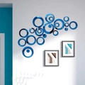 Set de pegatinas de espejo acrílico azul con círculos DIY para decoración de pared - Azul