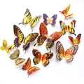 3D Schmetterling Wandaufkleber Set mit 12 bunten doppellagigen Flügel Dekorationen - Gold