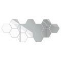 Set of 12 hexagonal acrylic mirror wall stickers with reflective surface for home decor - Large-10cm / Silver