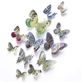 12 bunte 3D Schmetterling Wandsticker Set mit doppelschichtigen Flügeln und realistischen Mustern - Silber