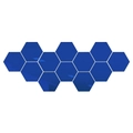 Set of 12 dark blue hexagonal acrylic mirror wall stickers with reflective finish - Large-10cm / Blue