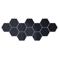 Set of 12 black hexagonal acrylic mirror wall stickers for modern living room decor - Black