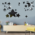 DIY acrylic mirror wall stickers with star and moon shapes for living room decor - Black