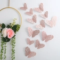 3D hollow rose gold butterfly wall stickers in various sizes for elegant home decoration - Rose Gold (Style A)