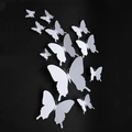 Set de 12 mariposas 3D blancas de PVC con alas plegables para decoración de paredes y fotos - Juego de Capa Única Magnético Adhesivo / Blanco