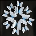 3D glitter butterfly wall stickers in white with blue glitter veins, set of 12 - Colorful Double Layer-Blue / Magnet and Adhesive
