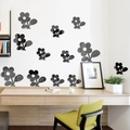 Set de pegatinas de pared de espejo acrílico de girasol gris oscuro para decoración - Negro