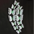 3D butterfly wall decor set with double-layer wings in white and green finish - Colorful Double Layer-Green / Magnet and Adhesive