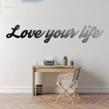Modern black Love your life acrylic mirror wall decal in a minimalist home office setting - S (20x3.9cm) / Black