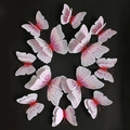 Set of 12 3D 3D butterfly wall stickers in white and purple gradient with glitter finish - Colorful Double Layer-Rose Red / Magnet and Adhesive