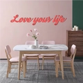 Stereo acrylic mirror wall decal with Love your life quote for home decor in coral red - S (20x3.9cm) / Red