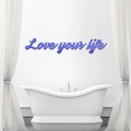 Detail of Love your life acrylic wall sticker with blue and purple gradient in bathroom - S (20x3.9cm) / Blue