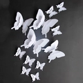 12er Set 3D doppellagige weiße Schmetterling Wandaufkleber für Hochzeit und Wohndekoration - Doppelschicht-Stil (Ganz Weißes Doppelschicht-Set Magnetisch Klebend) / Weiß