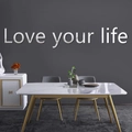 3D acrylic mirror wall sticker featuring Love your life quote for modern home decor - Silver