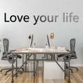 3D Acryl Spiegel Wandaufkleber Love Your Life Spruch für Heim und Büro Dekoration - S / Schwarz