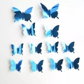 12 Stück 3D Schmetterling Wandaufkleber in Blau mit Spiegeleffekt für die Wohndekoration - Schmetterling / Blau