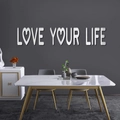 3D acrylic mirror wall sticker with Love Your Life text for modern home dining room decor - Silver