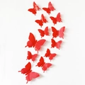 Lot de stickers muraux papillon 3D rouges brillants pour décoration d'intérieur - Rouge