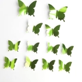 12er Set grüne 3D Schmetterling Wandaufkleber mit Spiegeleffekt und Metallic-Finish - Schmetterling / Grün