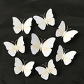 Set mit 8 cremeweißen 3D-Schmetterlings-Wandstickern mit detaillierter Flügelstruktur - 6cm (Magnetisch) / Weiß