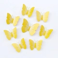 Set aus 8 leuchtend gelben 3D-Simulations-Schmetterlings-Wandaufklebern in Größen - 6cm (Magnetisch) / Gelb