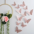 12-piece 3D hollow butterfly wall stickers in rose gold finish for home decoration - Type C Rose Gold