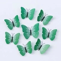 8er-Set grüne 3D Dekoschmetterlinge mit realistischen Flügelmustern für Wanddeko - 6cm (Magnetisch) / Grün