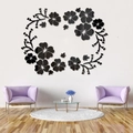 3D acrylic mirror wall stickers with hibiscus flower patterns for modern living room decor - Black