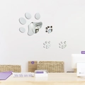 Silver acrylic mirror wall stickers with cute paw print design for home decoration - Cute Paw Print [Silver]
